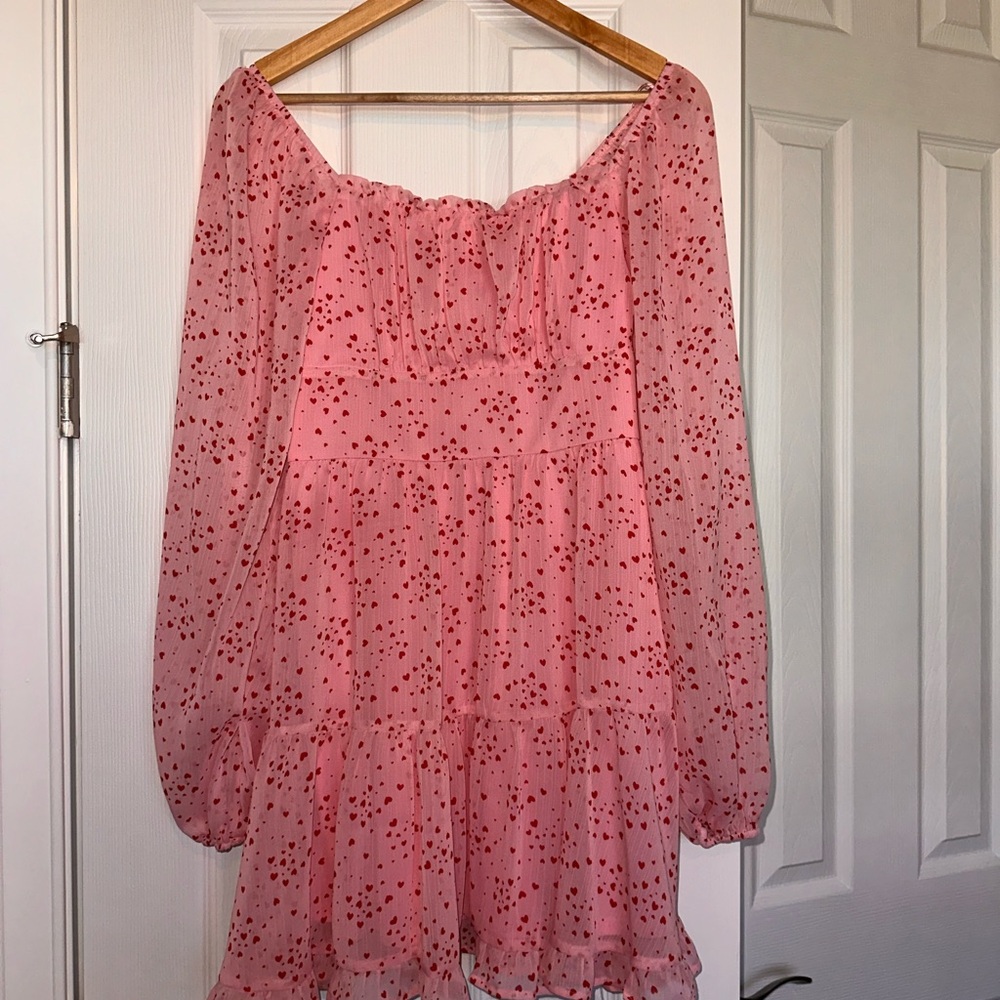 Pink Floral Off-Shoulder Dress